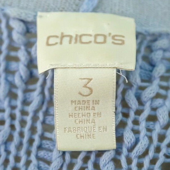 Chico's 3 Size XL Textured Open Knit Front Long Sleeve Cotton Linen Cardigan - Picture 4 of 8